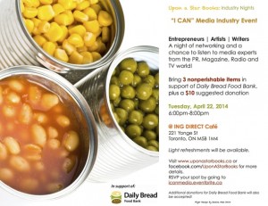 "I CAN" Media Industry Event - Tuesday, April 22, 2014 from 6 :00 p.m. to 9:00 p.m. at @ING Direct Cafe (221 Yonge Street) in Toronto