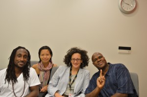 Left to right: Shaka Licorish (Programming Associate: Festival Programming - 2014Toronto International Film Festival), Angel Cheng (Angel Cheng: Senior Festival Publicist - 2014 Toronto International Film Festival), Rasha Salti (International Programmer: 2014Toronto International Film Festival), Dr. Vibe